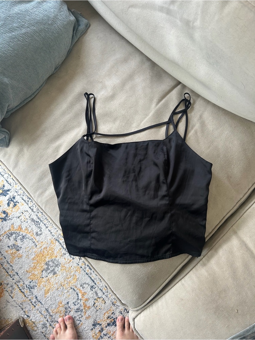Urban Outfitters Black Double-Strap Satin Cami